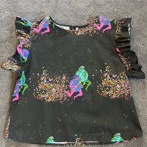 Cosmic ladies ruffle sleeve nooworks top